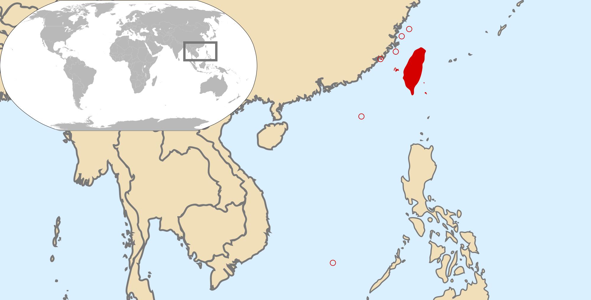 台湾的位置 在世界地图上的世界地图显示出台湾 东亚 亚洲