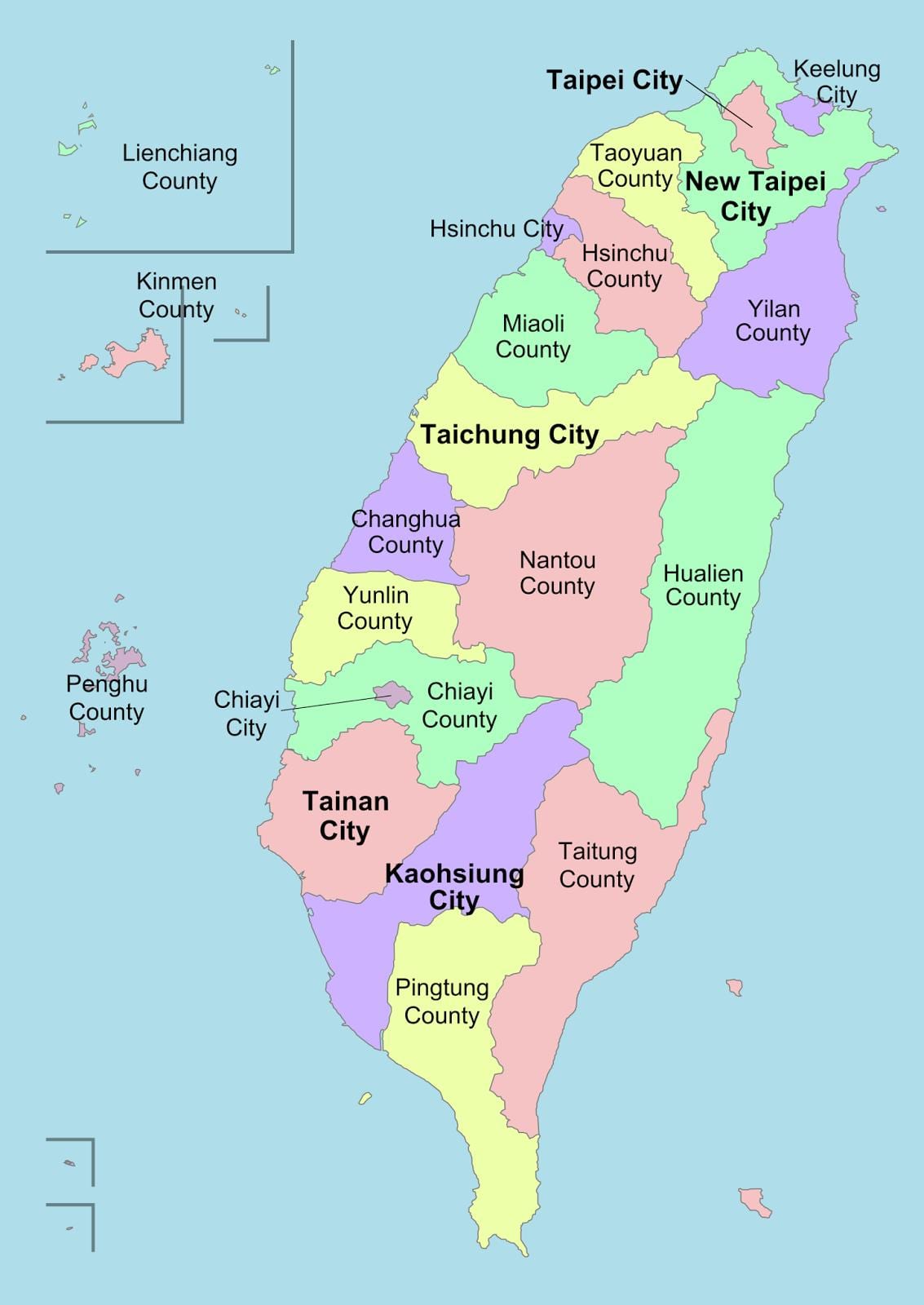 地图的台湾县 