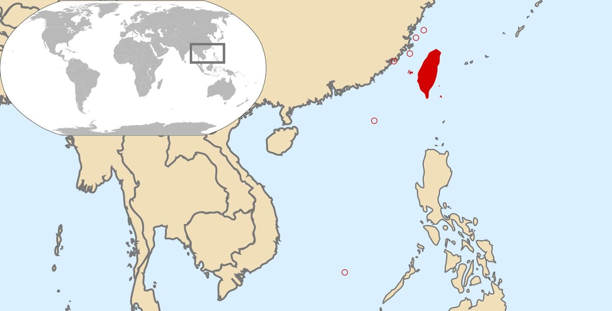 世界地图显示出台湾