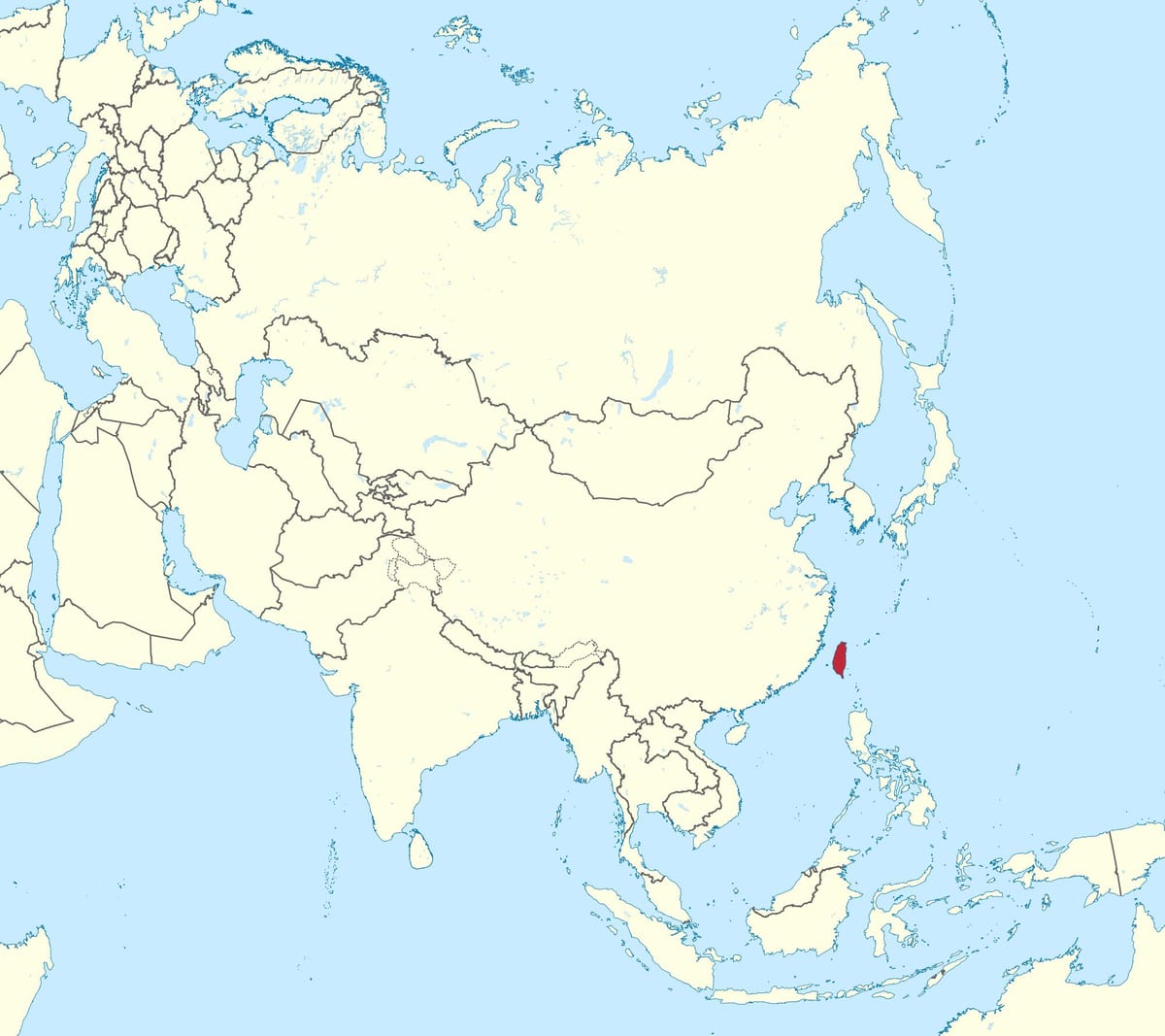 台湾在亚洲的地图