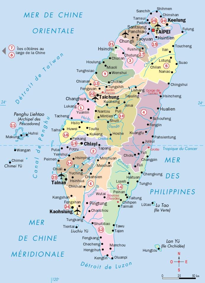 地图的台湾城市