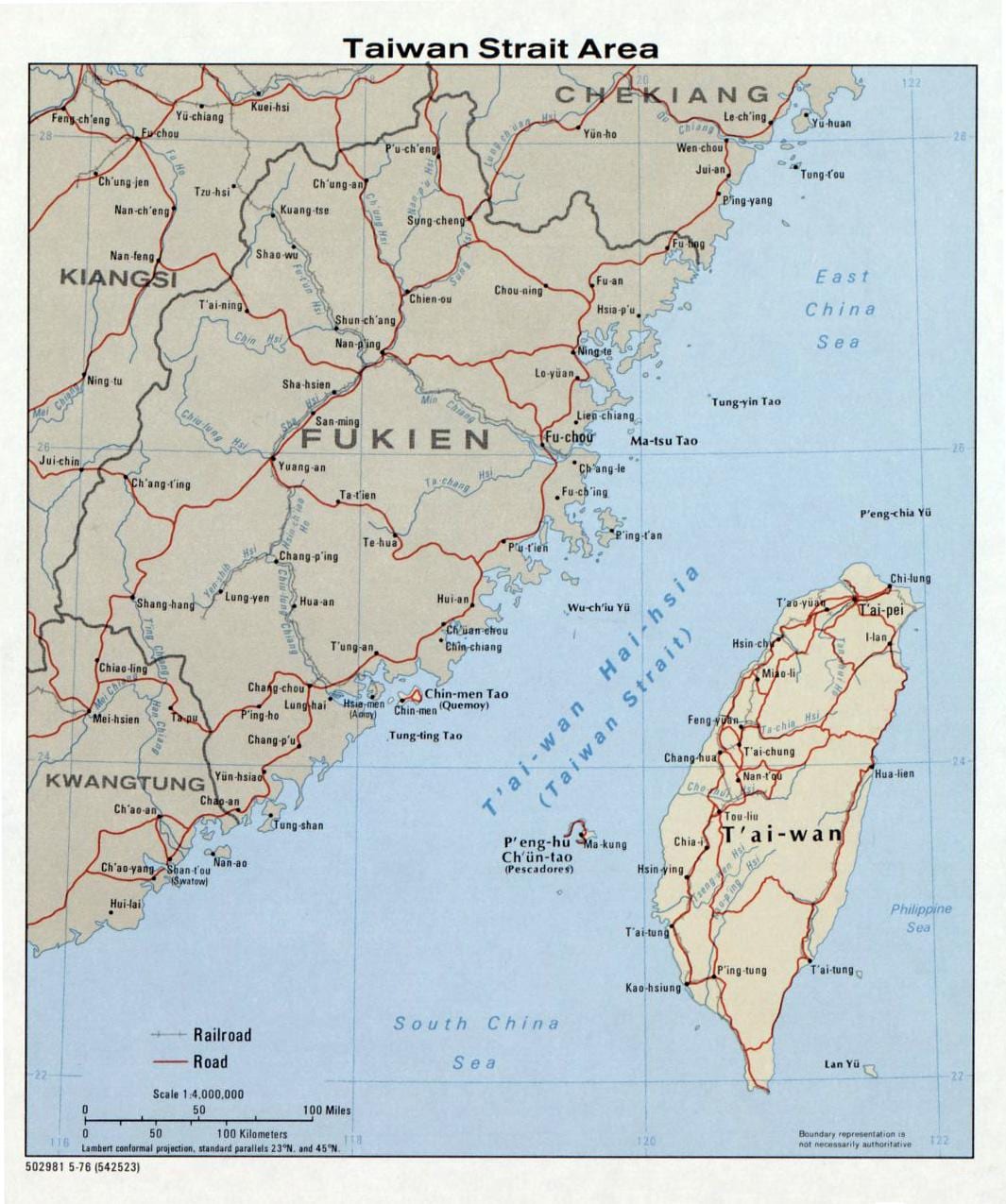 地图的台湾海峡