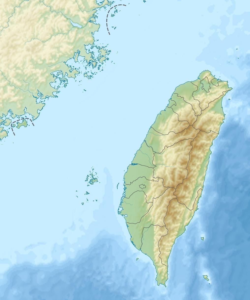 地图的台湾海拔