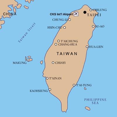台湾的国际机场的地图