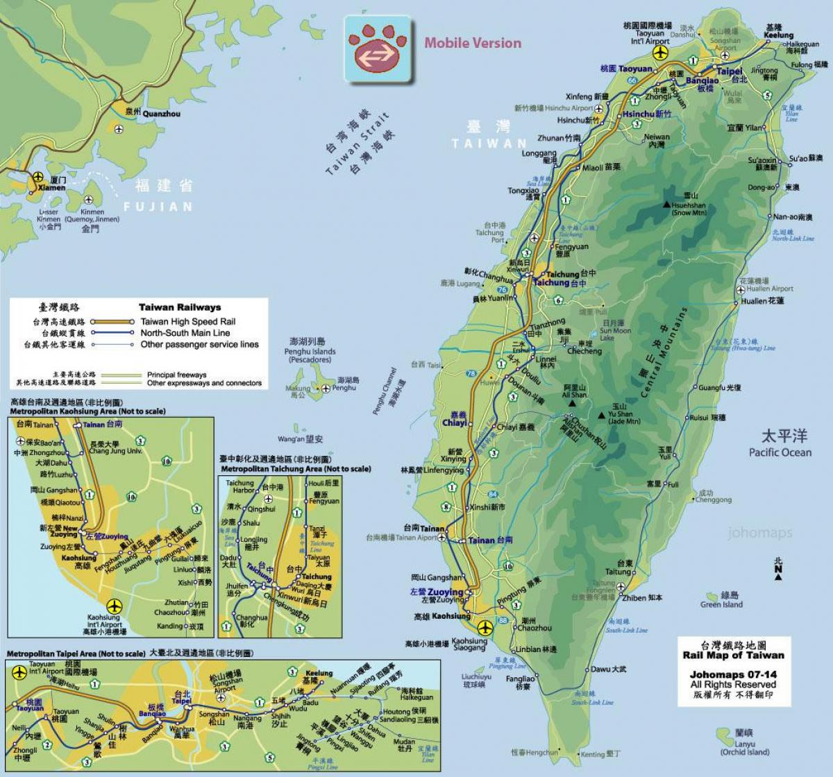 台湾铁路火车的地图