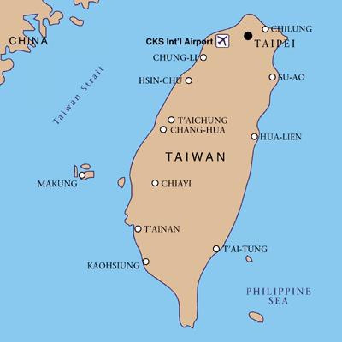 台湾的国际机场的地图