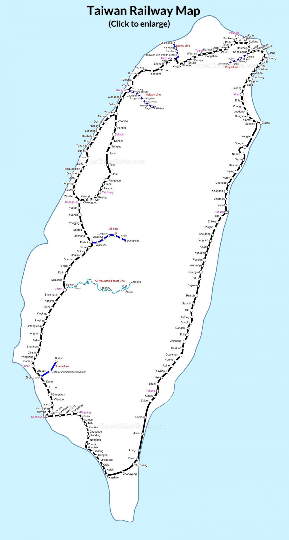 台湾高速火车的地图