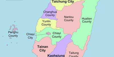 地图的台湾县 