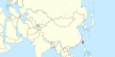 台湾在亚洲的地图