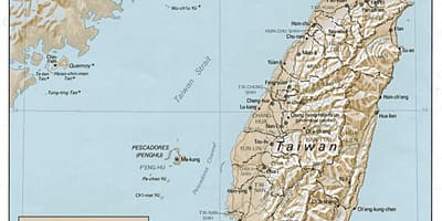 地图的台湾海浪 