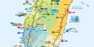 骑自行车周围台湾的路上骑自行车的地图