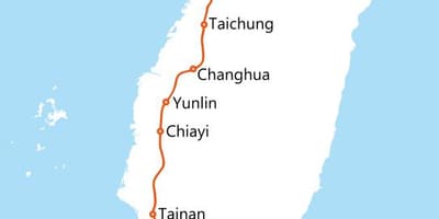 台湾高速铁路路线的地图