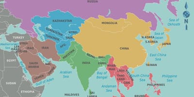 地图的台湾及周边国家