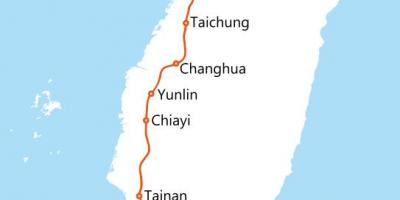台湾高速铁路路线的地图